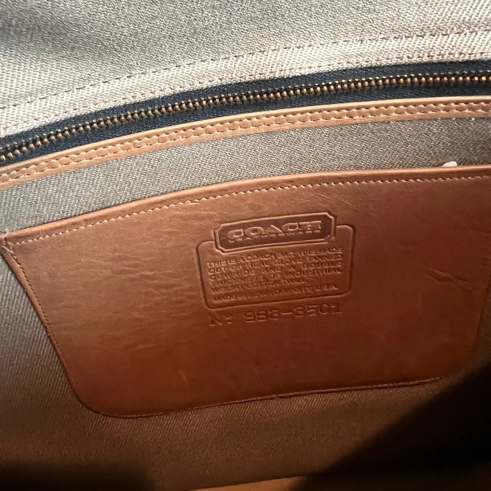 Vintage Coach Brief Bag Khaki Twill and Leather Attache Case
